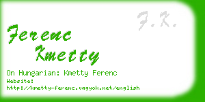 ferenc kmetty business card